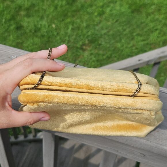 Anthropologie Yellow Velvet Convertible Clutch Crossbody Bag - Picture 4 of 9